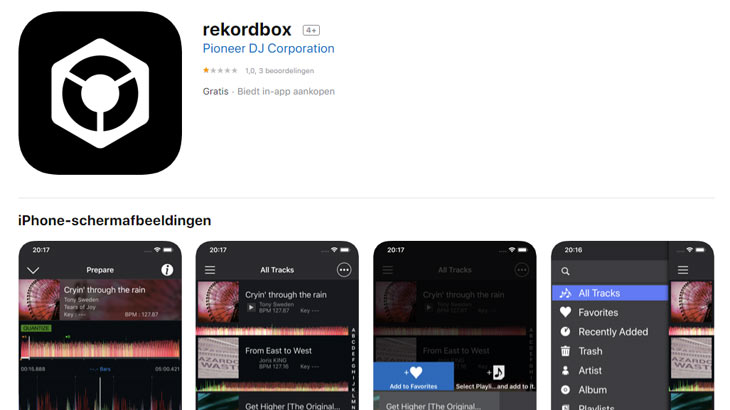 rekordboxアプリAppストアのプレビュー画面